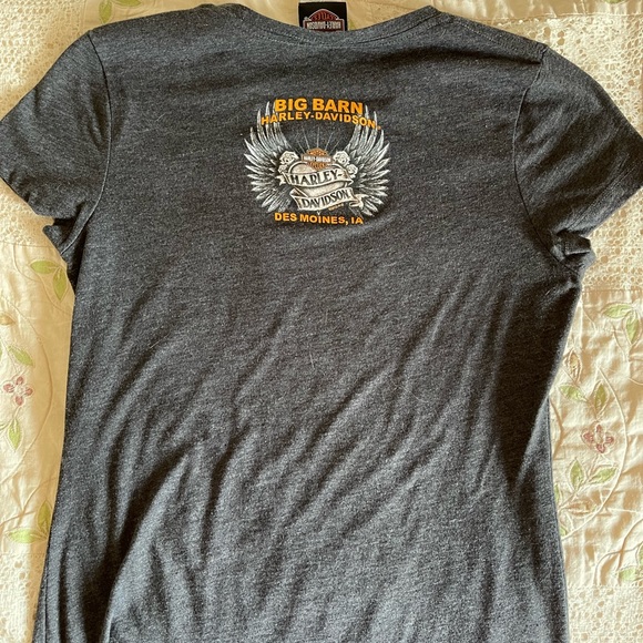 Harley Davidson T-shirt, Gray and orange bling - Picture 3 of 7